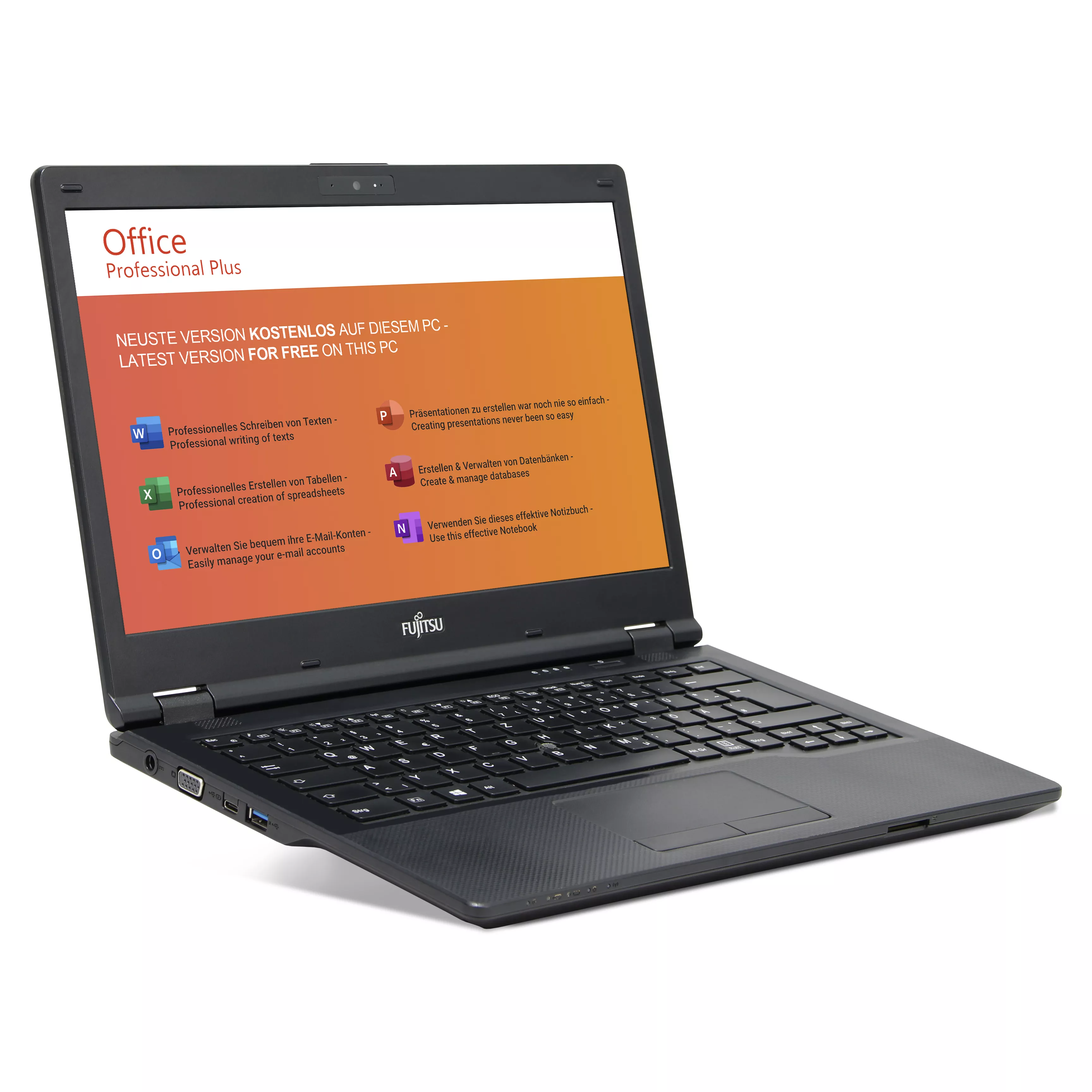 Fujitsu Refurbished Lifebook E449 | 16GB RAM | 512GB NVMe SSD | Intel Core i3-8130U | 14" Full HD Display | Windows 11 Pro | WLAN & Bluetooth | MS Office 2024