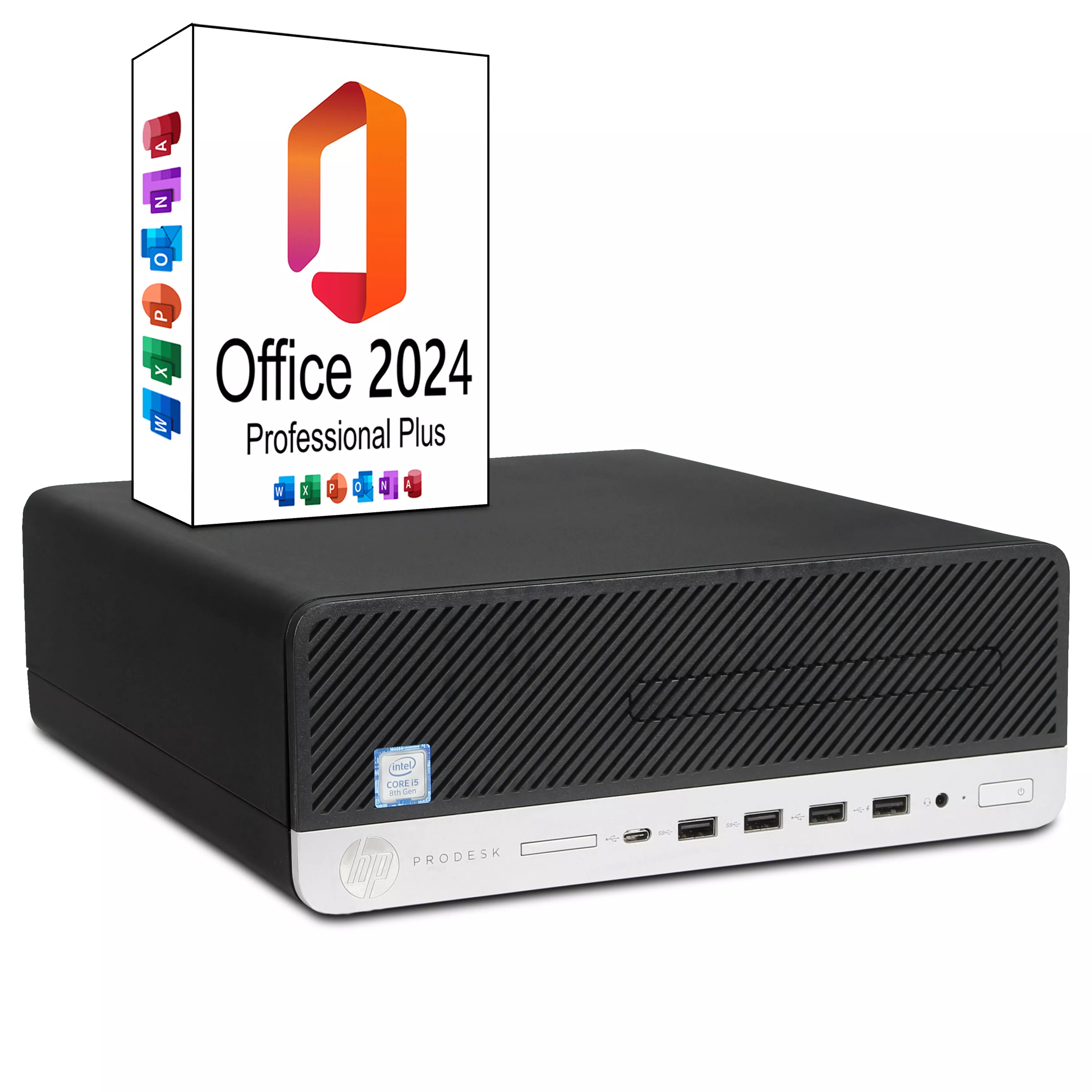HP Prodesk 600 G4 SFF | 2x DP + 1x HDMI Adapter | 16GB RAM | 480GB NVMe SSD | Windows 11 | Intel Core i7-8700 | MS Office 2024