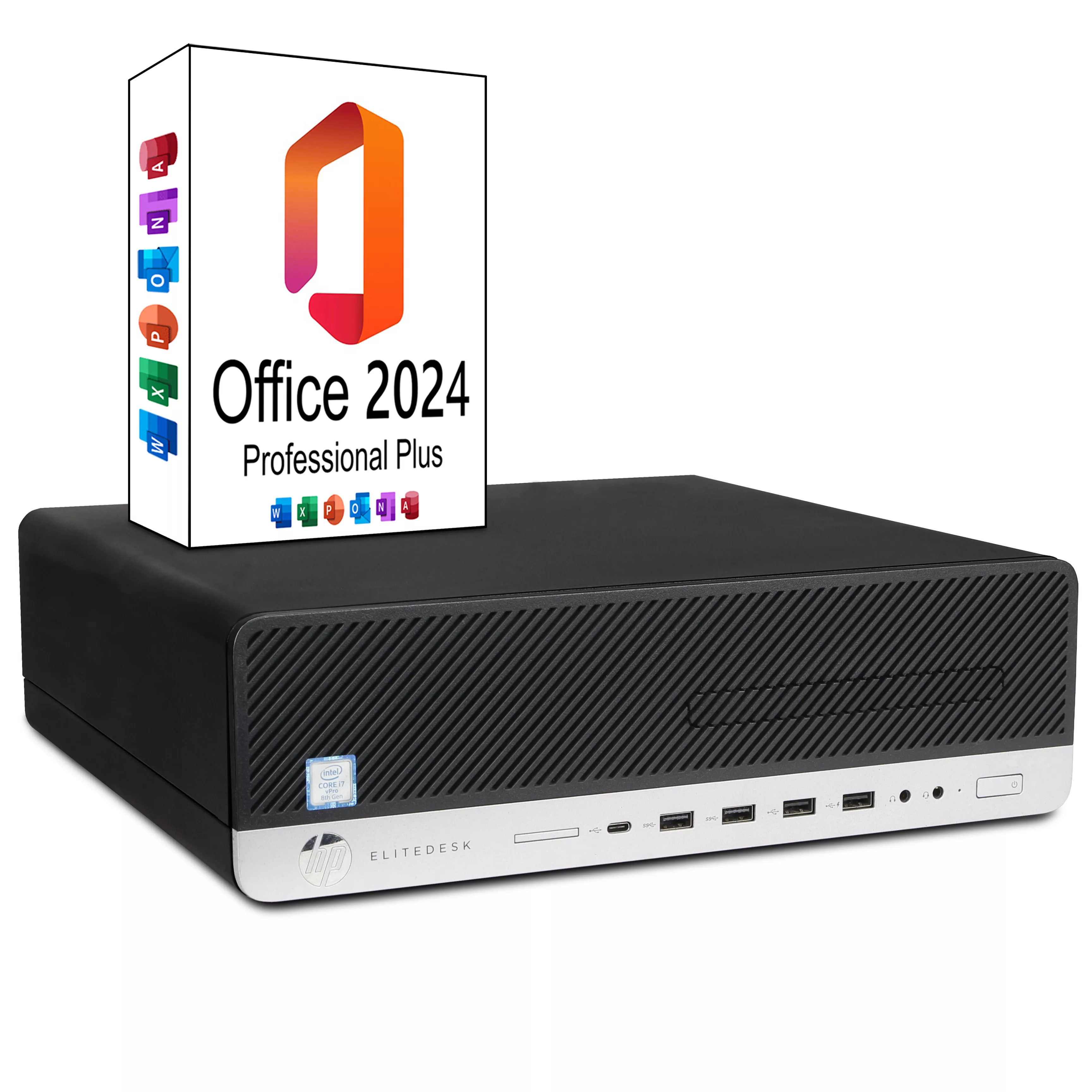 HP Elitedesk 800 G4 SF 2x DP 1x HDMI Adapter | 16GB RAM | 480GB NVMe SSD | Windows 11 | Intel Core i7-8700 | MS Office 2024