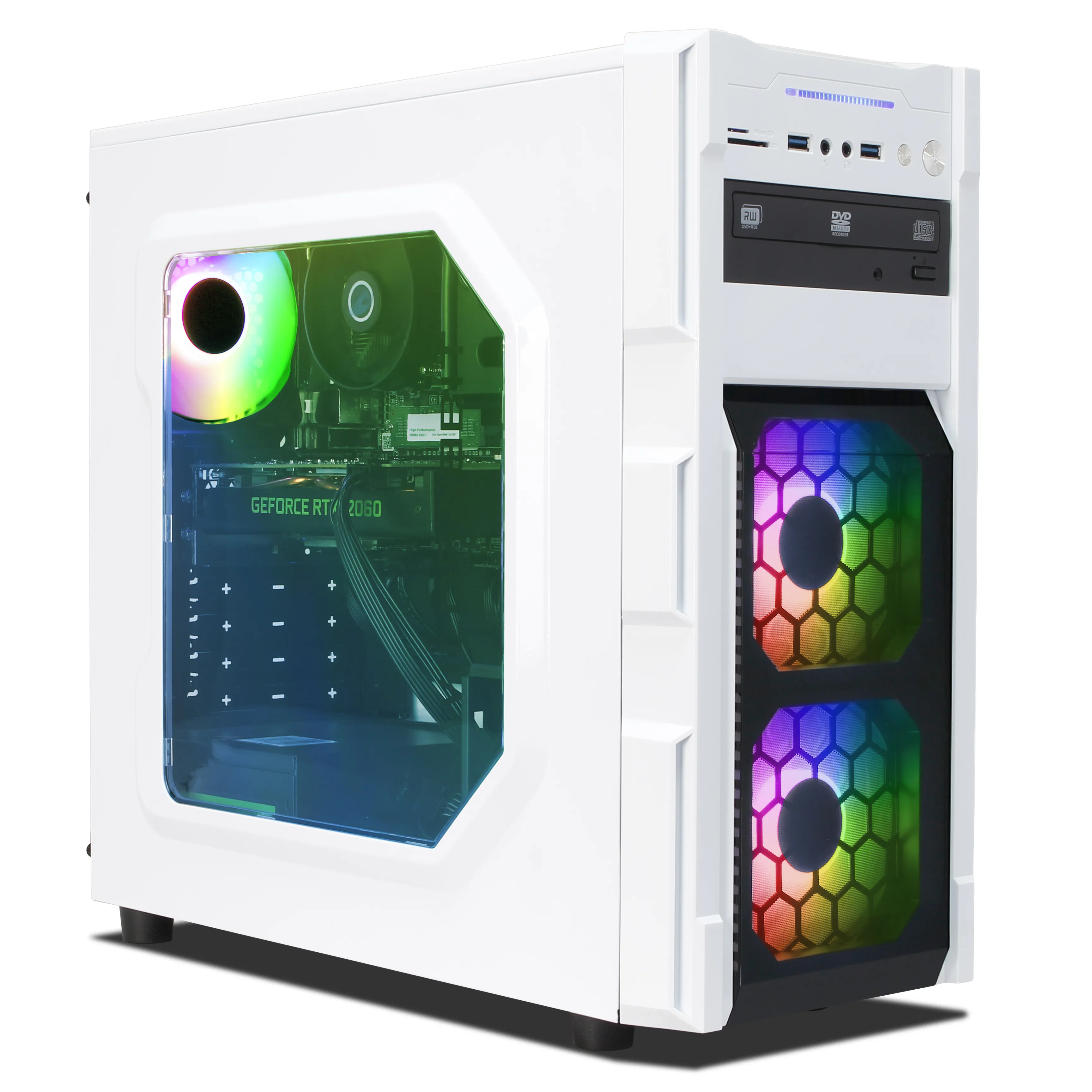 Gaming Base White | Intel Core i7-8700 | Nvidia GeForce RTX 2060 6 GB | 16GB RAM | 500GB NVMe SSD | Windows 11 | WLAN | Libre Office